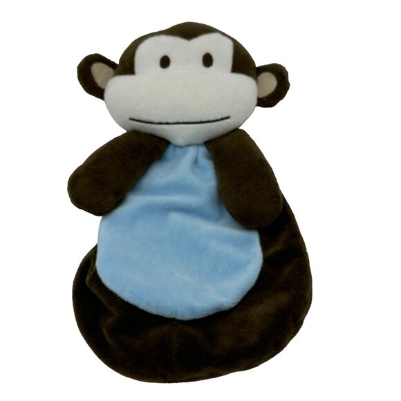 Brown Monkey Lovey Security Blanket Soother Flat body Stuffed head 12"‎ - Picture 1 of 5